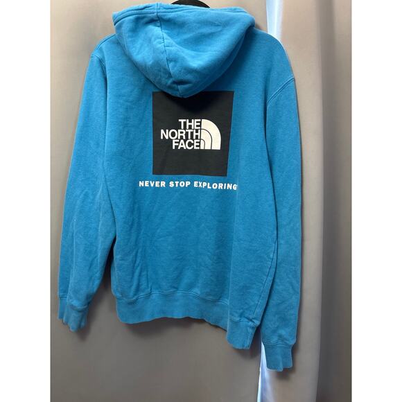 North Face Blue LOGO Pull Over Hoodie size Men's LARGE - Picture 3 of 3